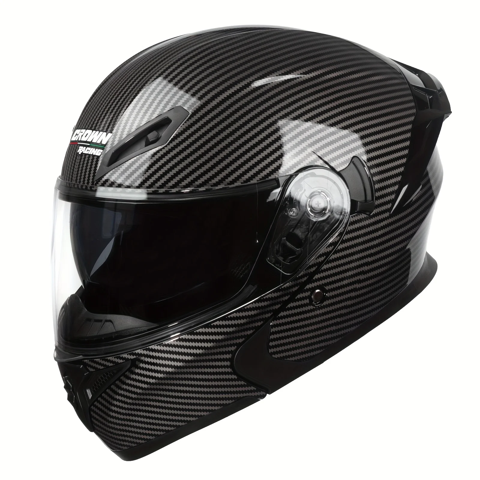 CrownRacing Carbon Fiber Pattern Flip Modular Helmet Dual Visor Motorcycle Helmet
CrownRacing Carbon Fiber Pattern Flip Modular Helmet Dual Visor Motorcycle Helmet