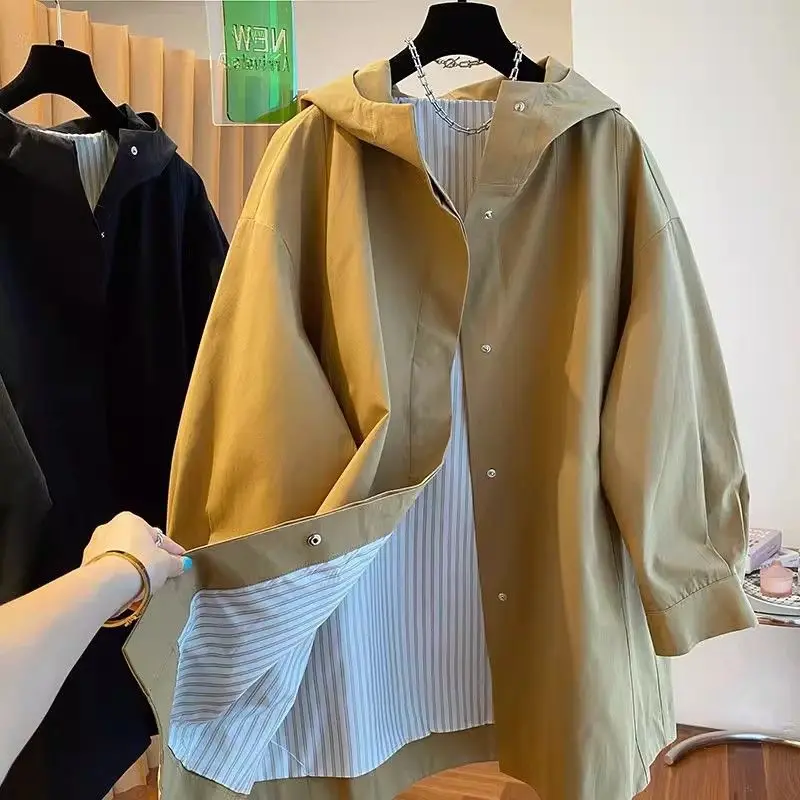 European Goods High-Quality Windbreaker Jacket Women 2026 Spring Autumn New Long Outwear Plus Size Hooded Trench Coat Ladies Top
European Goods High-Quality Windbreaker Jacket Women 2026 Spring Autumn New Long Outwear Plus Size Hooded Trench Coat Ladies Top