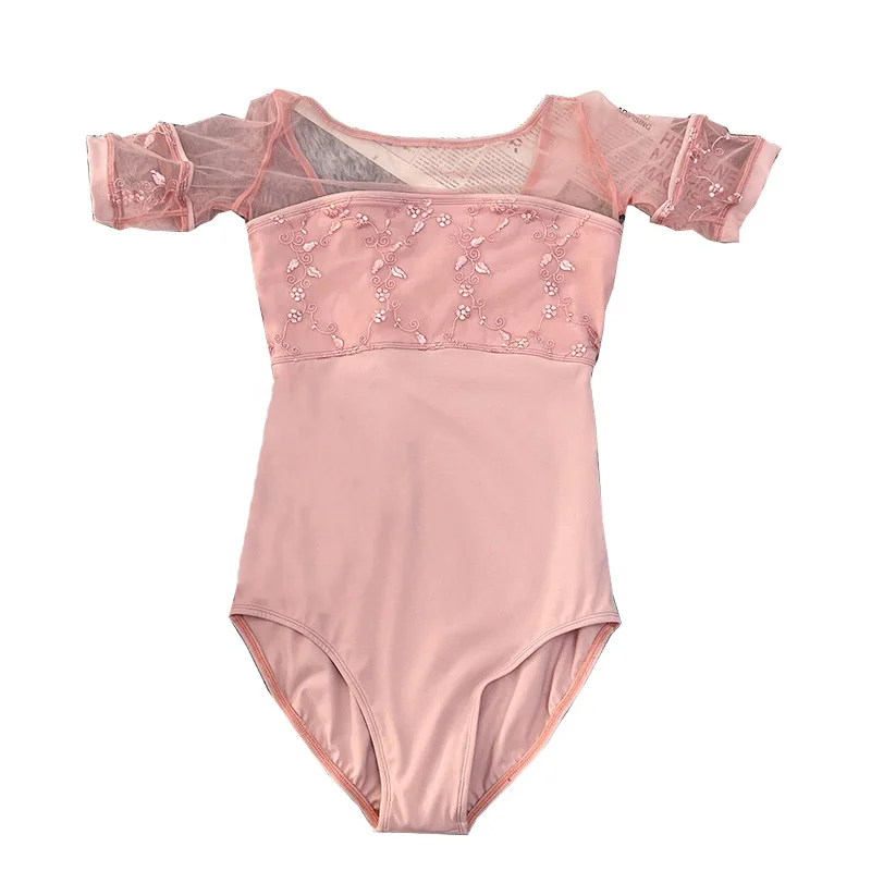 Ballet Leotard For Short-sleeved Practice Dress Pink Mesh Embroidered Gymnastics Leotard Ballerina Performance Dress
Ballet Leotard For Short-sleeved Practice Dress Pink Mesh Embroidered Gymnastics Leotard Ballerina Performance Dress
