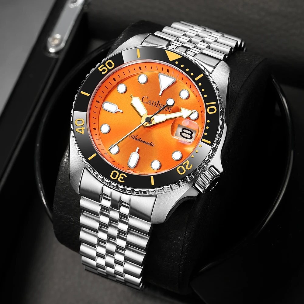 CADISEN 2026 Luminous Men Mechanical Wristwatches Ceramic Bezel Sapphire Glass Band 200M Waterproof Orange Automatic Watch Men
CADISEN 2026 Luminous Men Mechanical Wristwatches Ceramic Bezel Sapphire Glass Band 200M Waterproof Orange Automatic Watch Men