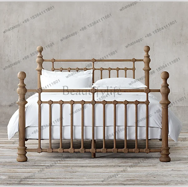 French retro old solid wood bed American country double log
French retro old solid wood bed American country double log