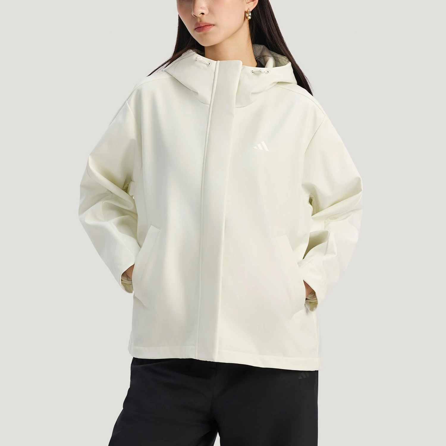 Adidas genuine winter women's sports loose hooded jacket KS2783
Adidas genuine winter women's sports loose hooded jacket KS2783