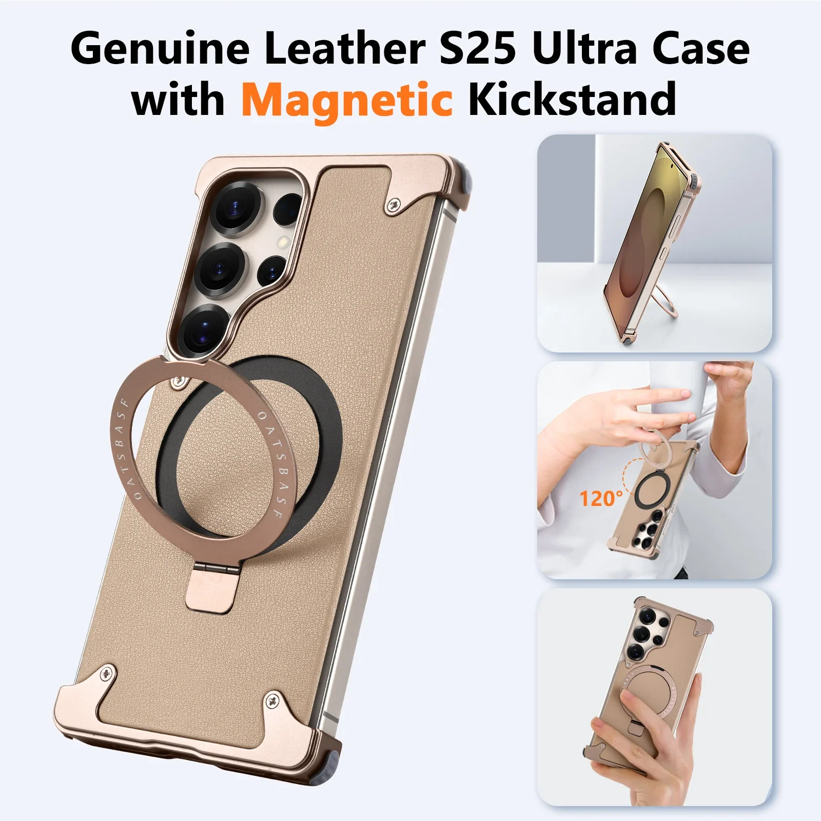 Oatsbasf for Samsung Galaxy S25 Ultra Phone Case Magnetic Frameless with Stand Wireless Charging Metal&Leather Shockproof Cover
Oatsbasf for Samsung Galaxy S25 Ultra Phone Case Magnetic Frameless with Stand Wireless Charging Metal&Leather Shockproof Cover
