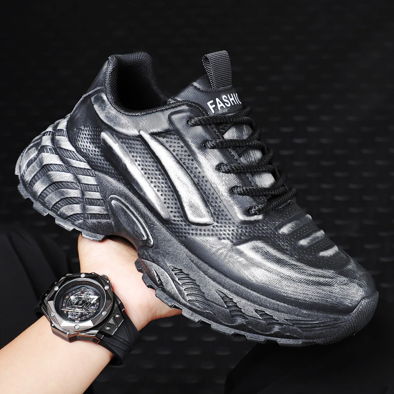 New Designer Mens Shoes Solid Colour Black Footwear Thick Sole Man Sneaker Anti Slip Outsole Casual Spring Fashion Sneakers Male
New Designer Mens Shoes Solid Colour Black Footwear Thick Sole Man Sneaker Anti Slip Outsole Casual Spring Fashion Sneakers Male