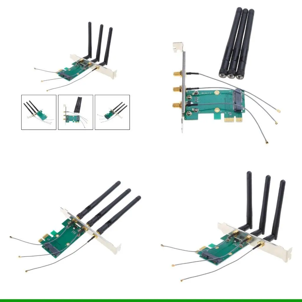 U55C Wireless WiFi Card Mini PCI-Express PCI-E to PCI-E 1X Desktop Adapter with 3 Antenna for Computer
U55C Wireless WiFi Card Mini PCI-Express PCI-E to PCI-E 1X Desktop Adapter with 3 Antenna for Computer