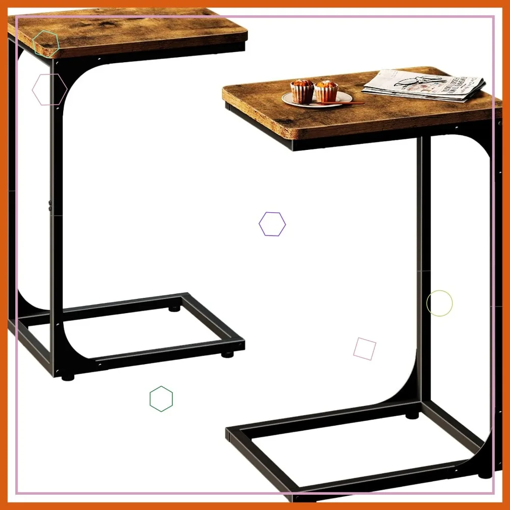 C-Shaped End Table Set of 2, Rustic Brown Side Tables for Living Room & Bedroom, Sturdy Farmhouse Design
C-Shaped End Table Set of 2, Rustic Brown Side Tables for Living Room & Bedroom, Sturdy Farmhouse Design