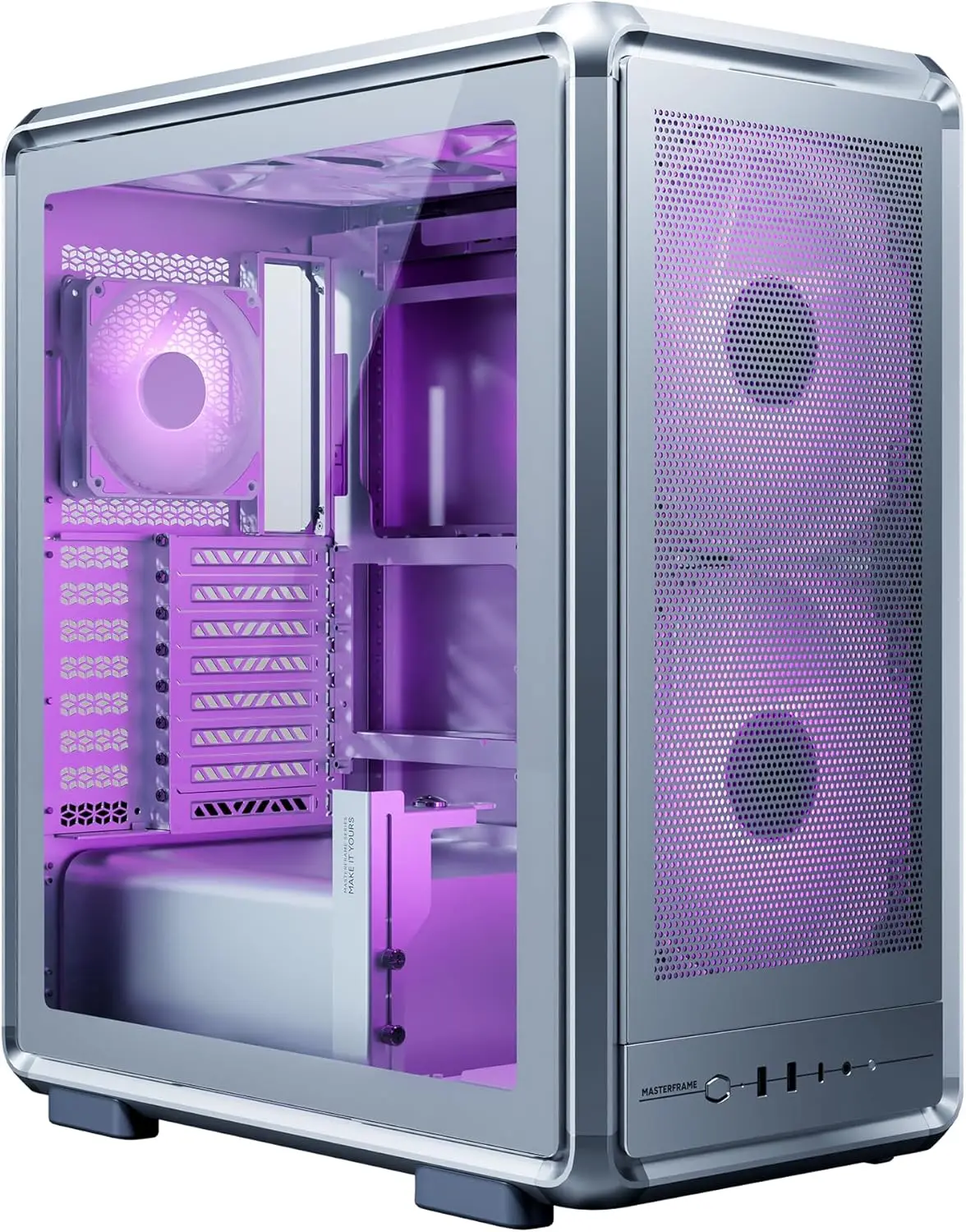 Mesh ATX Mid-Tower PC Case, High Airflow Aluminum Chassis, Dual 200mm Intake Fans, Modular Frame, 360mm Radiator Support, USB-C, Silver
Mesh ATX Mid-Tower PC Case, High Airflow Aluminum Chassis, Dual 200mm Intake Fans, Modular Frame, 360mm Radiator Support, USB-C, Silver