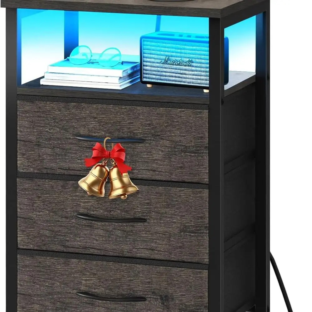 Gray LED Nightstand with Charging Ports, 3-Drawer Storage, and USB Outlets for Small Spaces
Gray LED Nightstand with Charging Ports, 3-Drawer Storage, and USB Outlets for Small Spaces