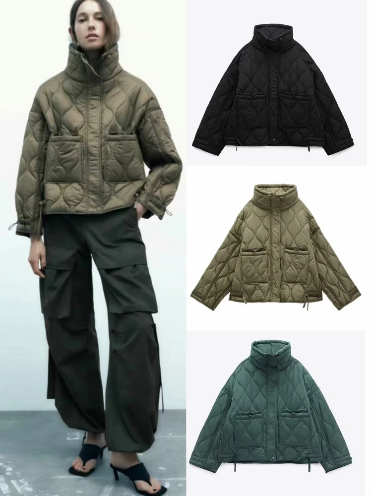 Vintage Quilted Jacket Cotton Coat Women Outerwear Y2k Autumn Winter Jacket Long Sleeve Pocket Streetwear Casual Loose Crop Tops
Vintage Quilted Jacket Cotton Coat Women Outerwear Y2k Autumn Winter Jacket Long Sleeve Pocket Streetwear Casual Loose Crop Tops