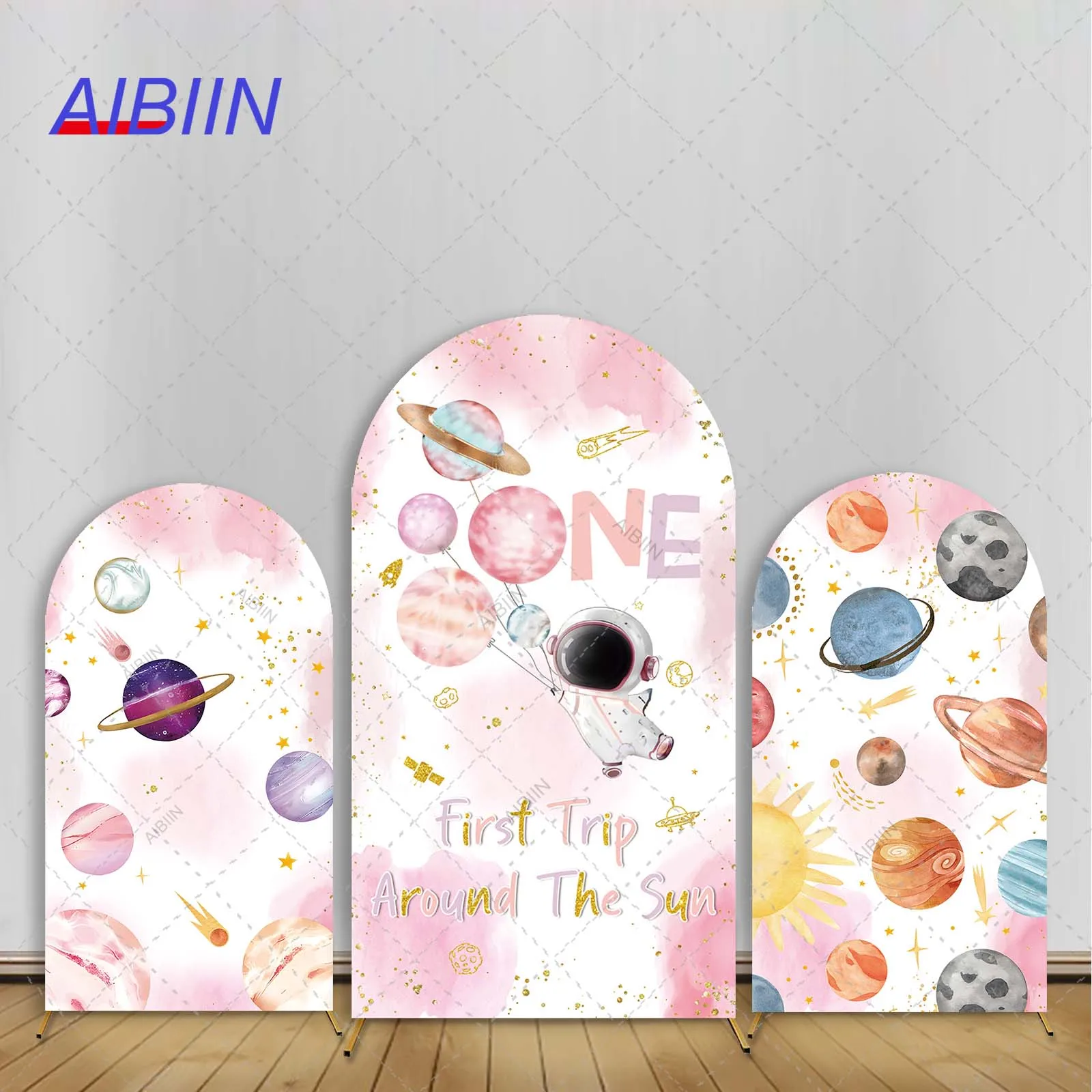 First Trip Around The Sun Arch Backdrop Cover Pink Astronaut Planets Star Universe 1 Year Pink Girl Cake Party Decor Background
First Trip Around The Sun Arch Backdrop Cover Pink Astronaut Planets Star Universe 1 Year Pink Girl Cake Party Decor Background