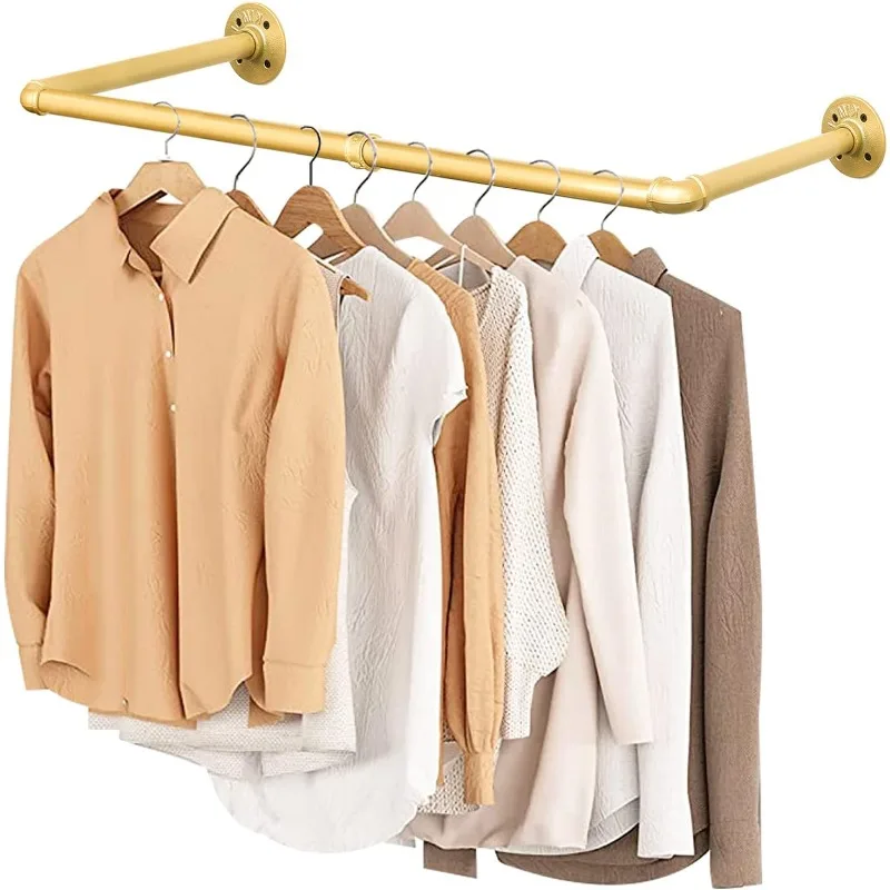 48” Gold Wall Mounted Clothes Rack, Industrial Pipe Iron Garment Bar, Heavy-Duty Detachable Clothing Rod, Multi-Purpose Metal
48” Gold Wall Mounted Clothes Rack, Industrial Pipe Iron Garment Bar, Heavy-Duty Detachable Clothing Rod, Multi-Purpose Metal