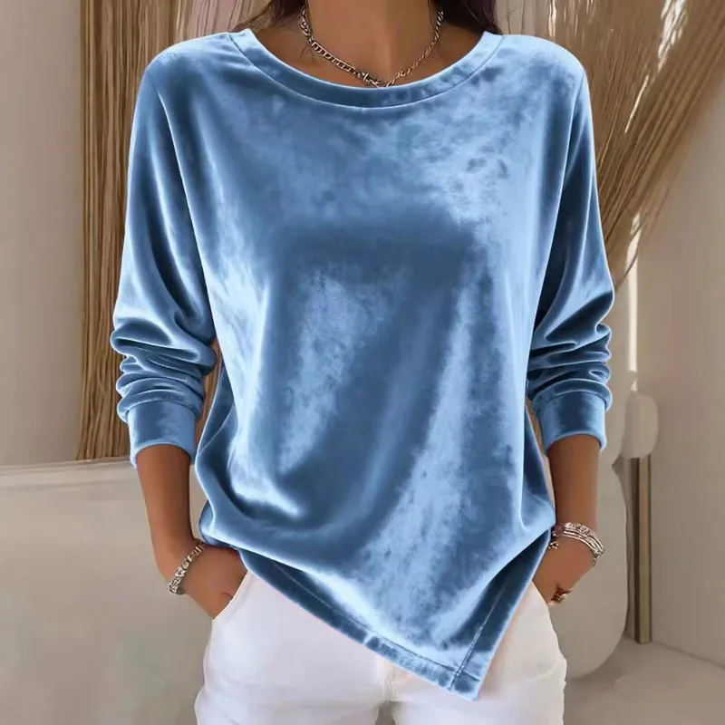 Women's Velvet Long Sleeve T-shirt Crew Neck Solid Color Loose Casual Pullover Top
Women's Velvet Long Sleeve T-shirt Crew Neck Solid Color Loose Casual Pullover Top