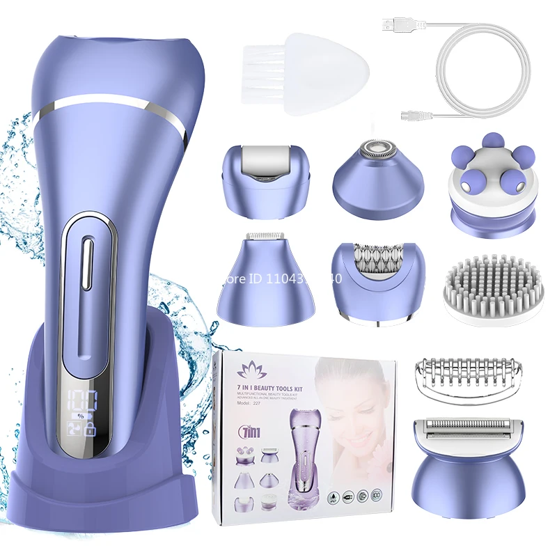 Women's 7-in-1 Multifunction Electric Epilator Shaver Bikini Legs Underarm Public Trimmer with Charging Base Head Cordless
Women's 7-in-1 Multifunction Electric Epilator Shaver Bikini Legs Underarm Public Trimmer with Charging Base Head Cordless