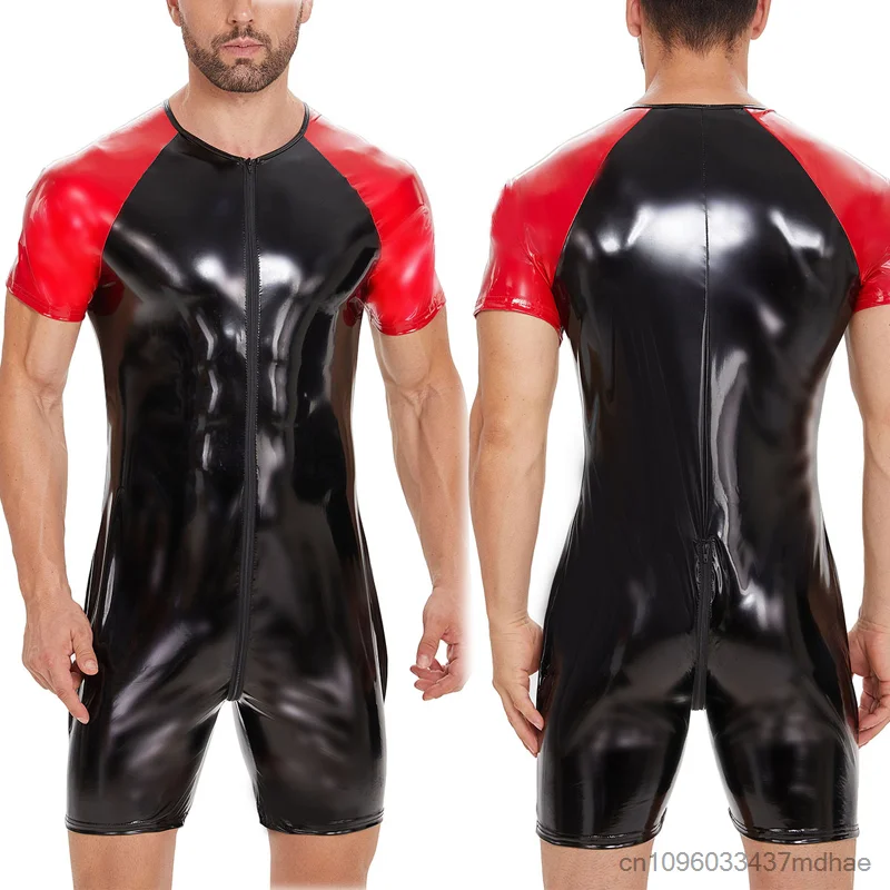 Shiny PVC Leather Jumpsuit for Men Short Sleeve Zip Open Crotch Slim Fit Tight Bodysuit Stage Cosplay Performance Costume
Shiny PVC Leather Jumpsuit for Men Short Sleeve Zip Open Crotch Slim Fit Tight Bodysuit Stage Cosplay Performance Costume