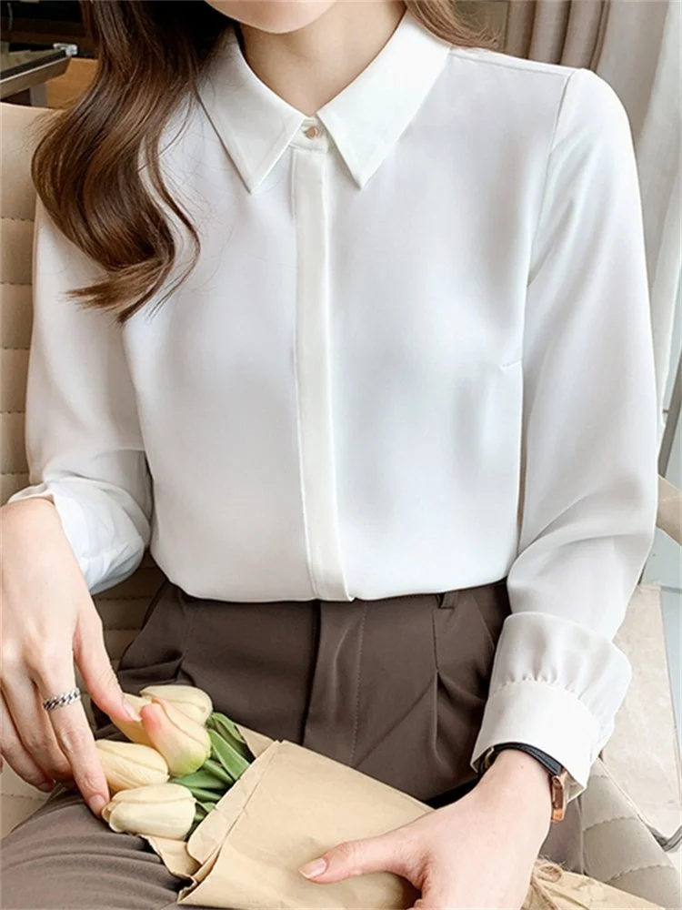 Ele Long Sve Satin White irt for Women Spring Autumn New Sle Retro Design Busin Ladylike Chiffon Blouse
Ele Long Sve Satin White irt for Women Spring Autumn New Sle Retro Design Busin Ladylike Chiffon Blouse