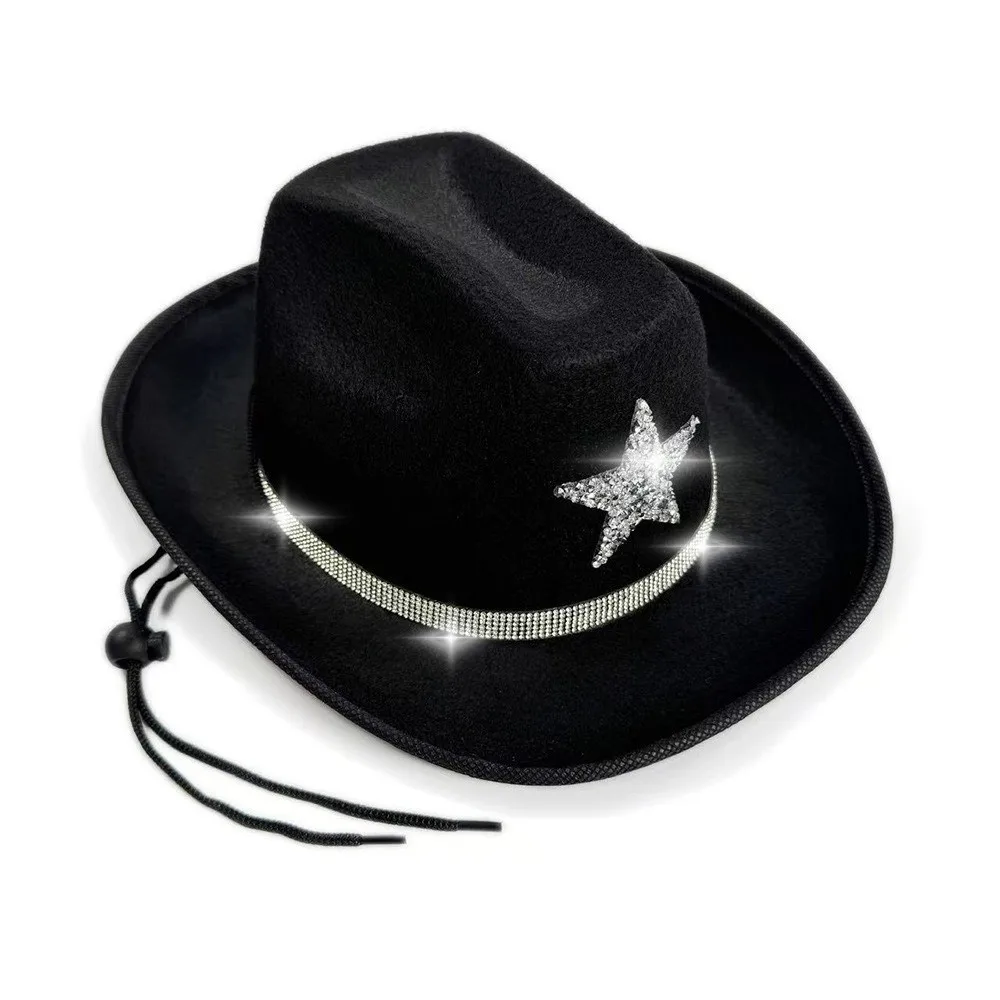 Retro Sparkling Western Cowboy Hat Star Rhinestone Summer Sun Hat Visor Wide Brim Bucket Hat Carnivals
Retro Sparkling Western Cowboy Hat Star Rhinestone Summer Sun Hat Visor Wide Brim Bucket Hat Carnivals