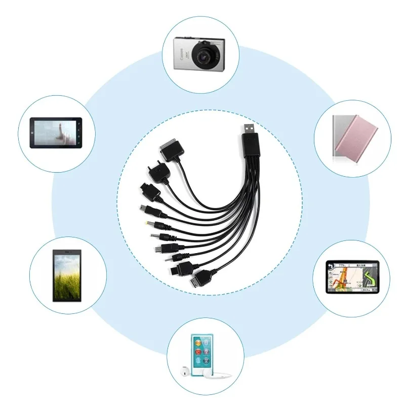 10 in 1 Multi USB Charging Cable Universal Cord with 10 Ports for Cell Phones - Compact Travel-Friendly Charging Solution
10 in 1 Multi USB Charging Cable Universal Cord with 10 Ports for Cell Phones - Compact Travel-Friendly Charging Solution
