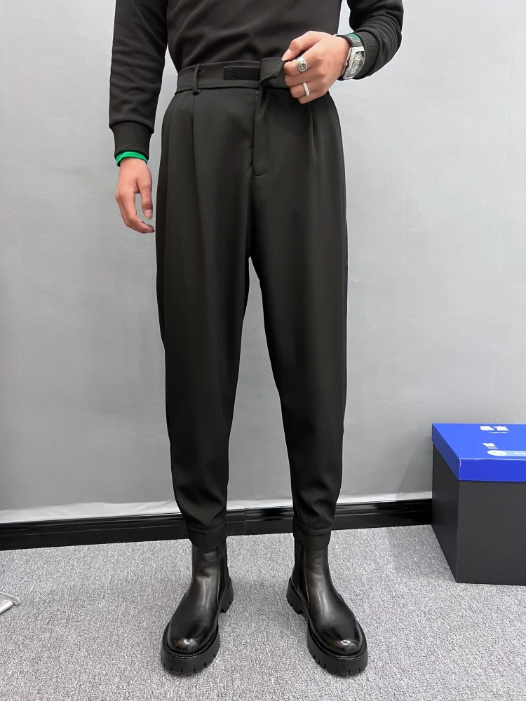 Bla Fce Lined Thiened Autumn Winter Men's Suit Pants Cleanfit Slimming Trousers Warm Cuffed Magic Tape Long Jeans
Bla Fce Lined Thiened Autumn Winter Men's Suit Pants Cleanfit Slimming Trousers Warm Cuffed Magic Tape Long Jeans