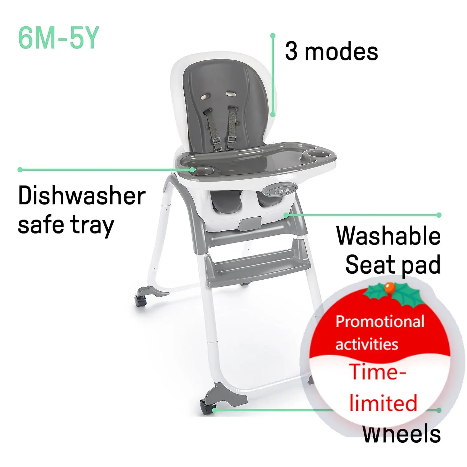 Ingenuity SmartClean Trio Elite 3-in-1 Convertible Baby High Chair, Toddler Chair, and Dining Booster Seat, For Ages 6 Months an
Ingenuity SmartClean Trio Elite 3-in-1 Convertible Baby High Chair, Toddler Chair, and Dining Booster Seat, For Ages 6 Months an
