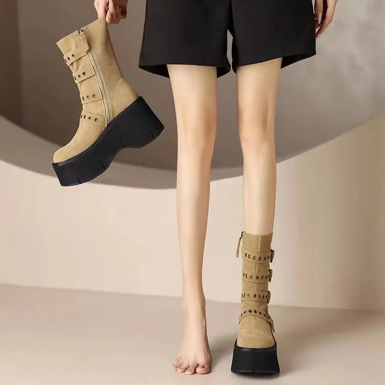 Women Shoes Designer Punk Motorcycle Boots New Round Toe Western Knight Boots Women Brand Thick Heel Fashion Boots Zapatos Mujer
Women Shoes Designer Punk Motorcycle Boots New Round Toe Western Knight Boots Women Brand Thick Heel Fashion Boots Zapatos Mujer