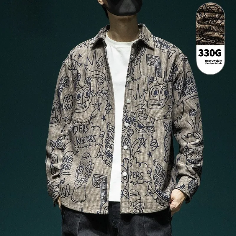 Spring Autumn Heavyweight Men's Denim Shirt Casual Loose Long Sleeve Floral Print Outerwear Youth Fashion Comfortable Fit
Spring Autumn Heavyweight Men's Denim Shirt Casual Loose Long Sleeve Floral Print Outerwear Youth Fashion Comfortable Fit