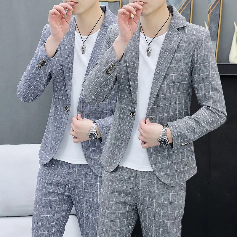 Men's Casual Slim Fit Plaid Suit Two Piece Set Sli Versatile Barber Personali Stand Fit Polyester Fiber Spring Autumn
Men's Casual Slim Fit Plaid Suit Two Piece Set Sli Versatile Barber Personali Stand Fit Polyester Fiber Spring Autumn