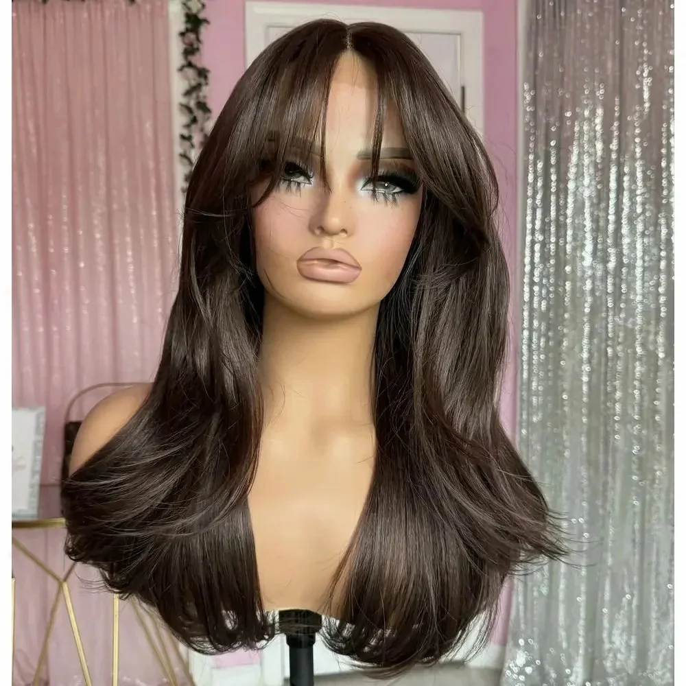 Brown Long Natural Wave Synthetic Lace Front Wig with Bangs 13x4 HD Glueless Frontal for Women Daily Wear Cosplay
Brown Long Natural Wave Synthetic Lace Front Wig with Bangs 13x4 HD Glueless Frontal for Women Daily Wear Cosplay