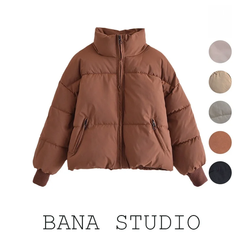 BANA Thickened Short High Collar Black Cotton Jacket for Women Winter Street Style Zipper Closure Loose Fit Pure Color
BANA Thickened Short High Collar Black Cotton Jacket for Women Winter Street Style Zipper Closure Loose Fit Pure Color
