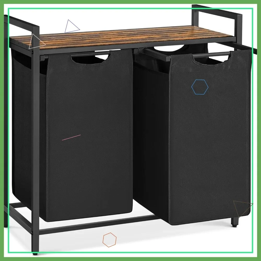 2-Compartment Laundry Sorter Basket with Removable Bags & Shelf, 24.3 Gallon Capacity, Metal Frame for Home Organization
2-Compartment Laundry Sorter Basket with Removable Bags & Shelf, 24.3 Gallon Capacity, Metal Frame for Home Organization