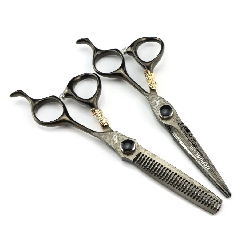 Black pattern 6.0inch NEPURLson Damascus small golden tiger hairdressing scissors, cutting scissors, thinning scissors
Black pattern 6.0inch NEPURLson Damascus small golden tiger hairdressing scissors, cutting scissors, thinning scissors