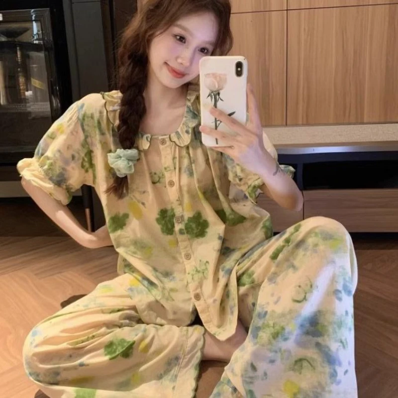 Новые весенне-летние пижамные комплекты с короткими рукавами, милые корейские пижамы с принтом, женская домашняя одежда, комплект из трех предметов, женские пижамы, Корея
Новые весенне-летние пижамные комплекты с короткими рукавами, милые корейские пижамы с принтом, женская домашняя одежда, комплект из трех предметов, женские пижамы, Корея