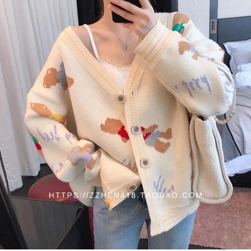 Female Clothing Fashion Casual V-neck Loose Warm Knitted Cardigan Autumn Winter Vintage Jacquard Loose Chic Button Sweaters
Female Clothing Fashion Casual V-neck Loose Warm Knitted Cardigan Autumn Winter Vintage Jacquard Loose Chic Button Sweaters