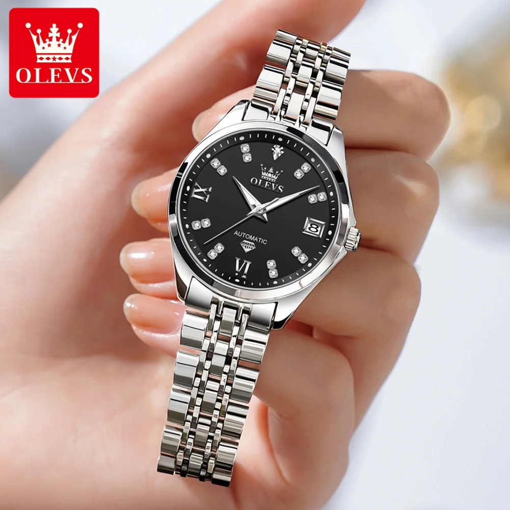 OLEVS Fashion Mechanical Watches Women's Waterproof Luminous Automatic Calendar Wristwatch Ladies Stainless Steel Luxury Watch
OLEVS Fashion Mechanical Watches Women's Waterproof Luminous Automatic Calendar Wristwatch Ladies Stainless Steel Luxury Watch