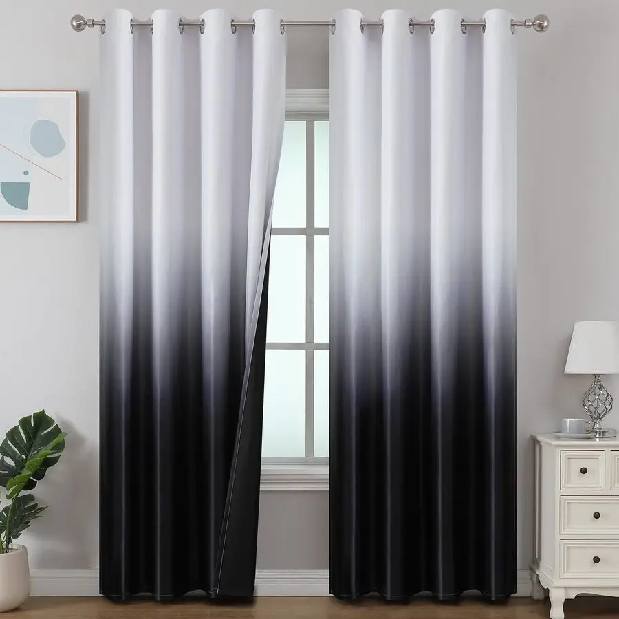 Black and Greyish White Blackout Curtains for Bedroom, Ombre Black out Curtains 84 Inch long for Living Room,Room Darkening Ther
Black and Greyish White Blackout Curtains for Bedroom, Ombre Black out Curtains 84 Inch long for Living Room,Room Darkening Ther