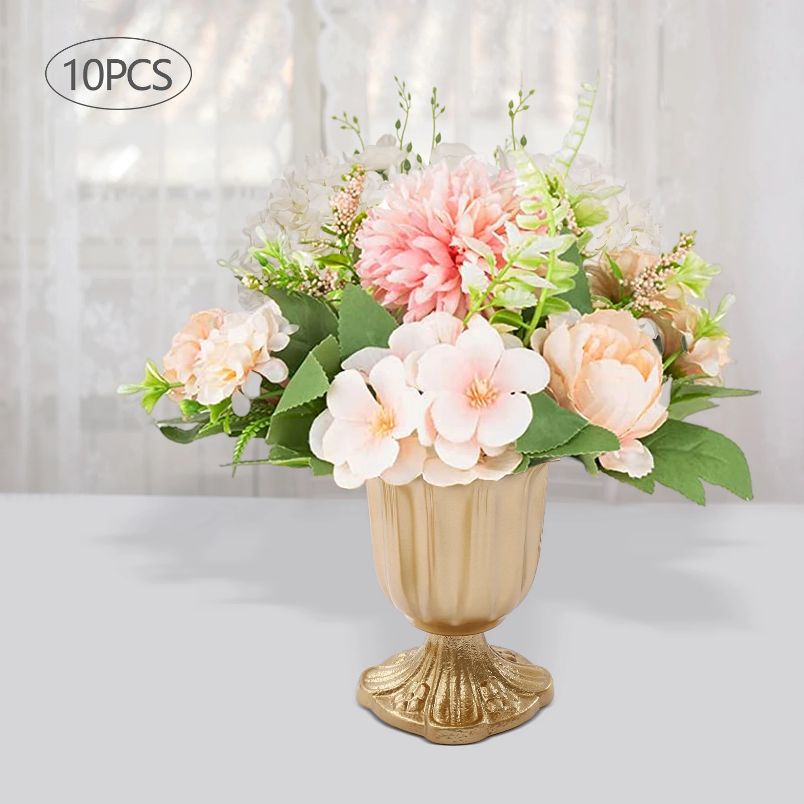 10pcs Gold Iron 14cm Wedding Flower Arrangement Vase Decorative Flower Base Wedding Decoration Ornaments
10pcs Gold Iron 14cm Wedding Flower Arrangement Vase Decorative Flower Base Wedding Decoration Ornaments