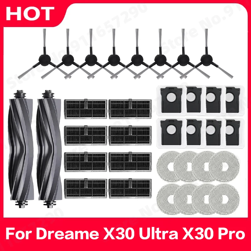 Compatible for Dreame X30 Ultra / X30 Pro Main Side Brush HEPA Filter Mop Pads Dust Bags Replacement Spare Parts Accessories
Compatible for Dreame X30 Ultra / X30 Pro Main Side Brush HEPA Filter Mop Pads Dust Bags Replacement Spare Parts Accessories
