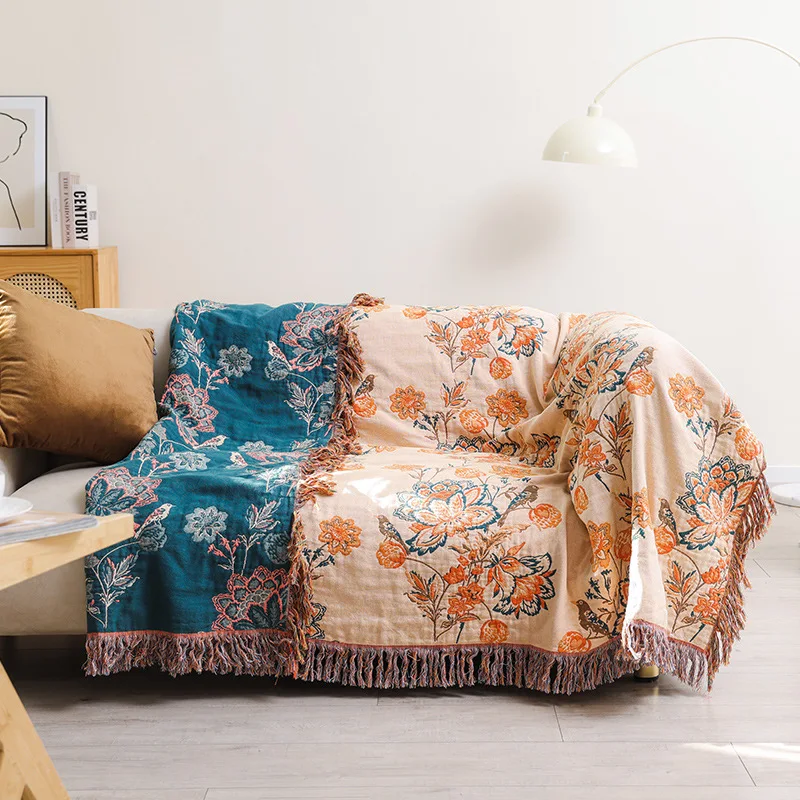 Vintage Floral Cotton Gauze Throw Blanket with Fringe Soft Boho Jacquard Woven Tapestry for Bed Lightweight Textured Decor Quilt
Vintage Floral Cotton Gauze Throw Blanket with Fringe Soft Boho Jacquard Woven Tapestry for Bed Lightweight Textured Decor Quilt
