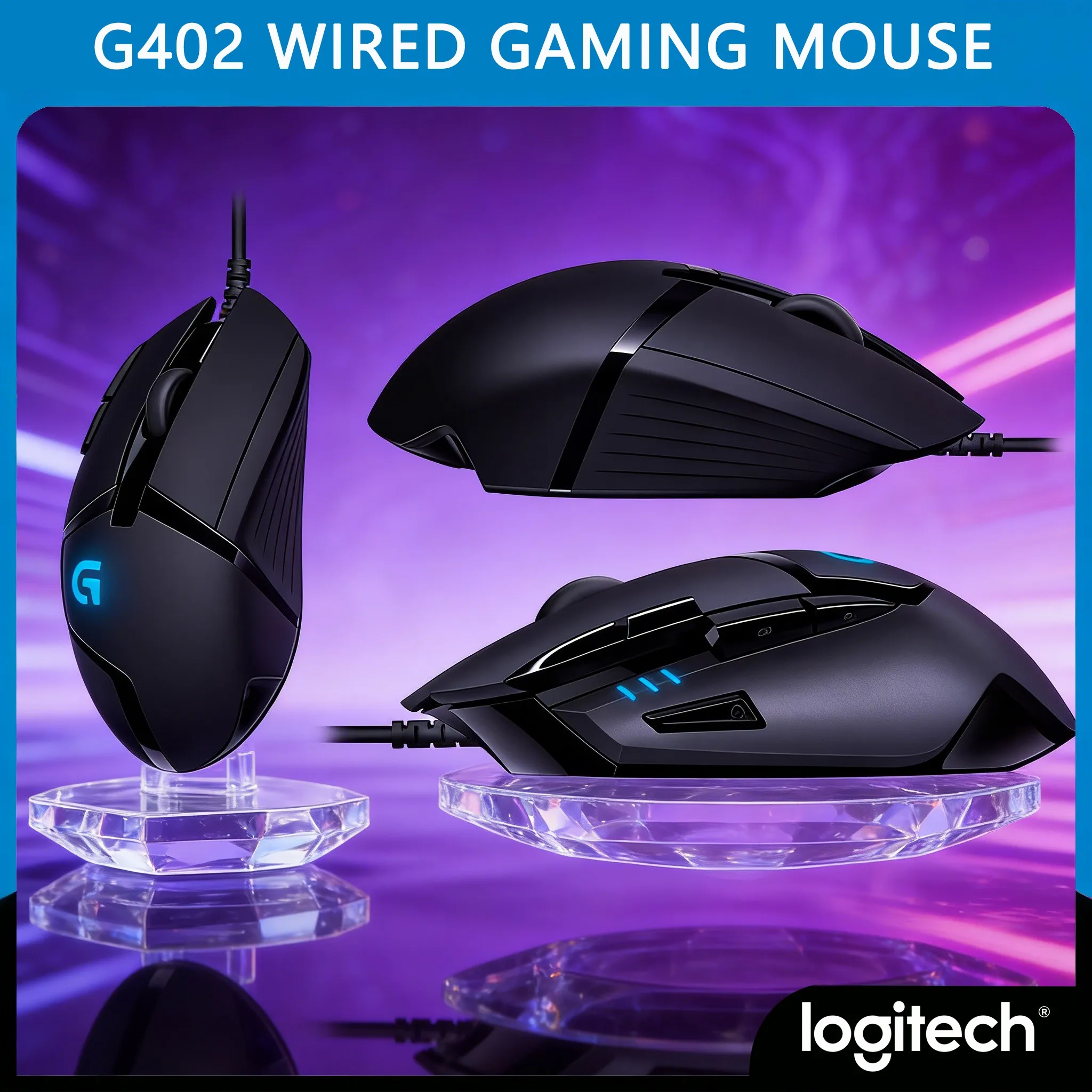 Logitech G402 Macro Programmable FPS Mouse 8 Buttons 4000DPI Adjustable