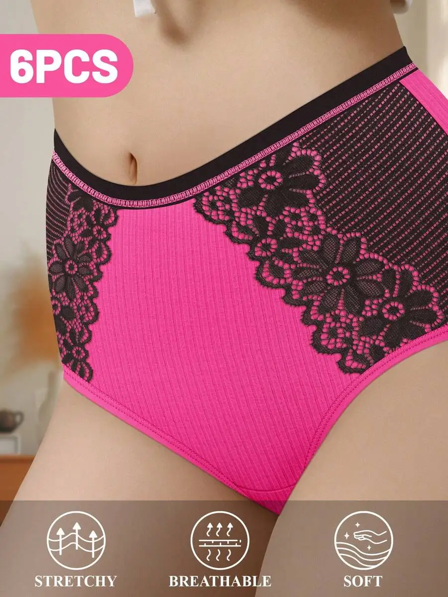 6 Pcs Womens Cotton Lace Trim Jacquard Briefs Soft Breathable Stretchy
6 Pcs Womens Cotton Lace Trim Jacquard Briefs Soft Breathable Stretchy
