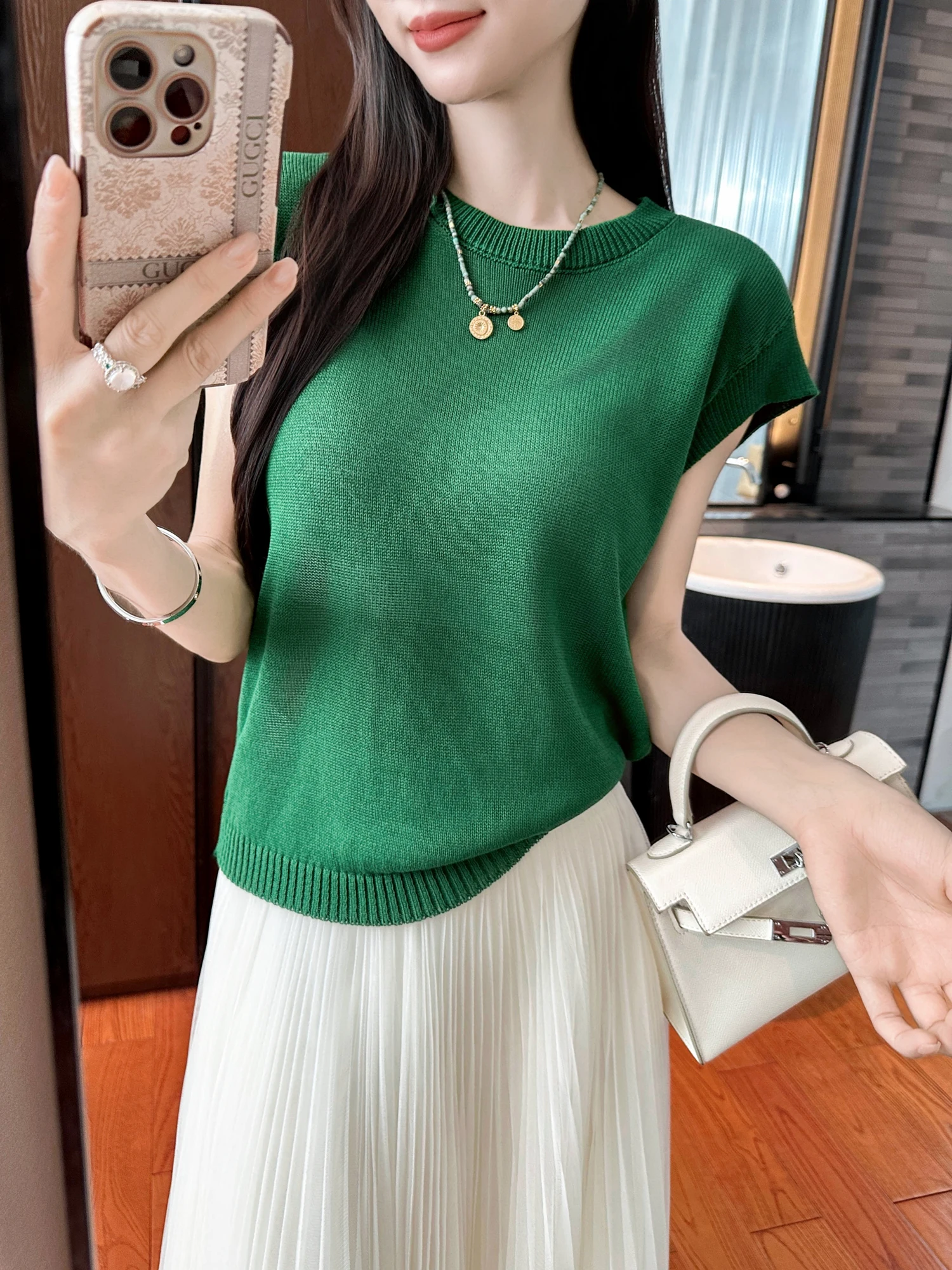 You See round Neck Seamless Knitted Top in Chartreuse Color Casual Style Loose Fit Soft And Breathable Short Sleeve Women's T...
You See round Neck Seamless Knitted Top in Chartreuse Color Casual Style Loose Fit Soft And Breathable Short Sleeve Women's T...