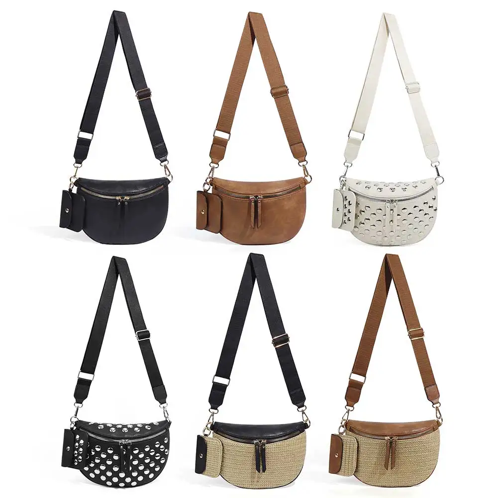 PU Leather Rivet Crossbody Bag Large Capacity Metal Stud Waist Bag Adjustable Strap Stylish Straw Chest Bag Work Date Party Bag
PU Leather Rivet Crossbody Bag Large Capacity Metal Stud Waist Bag Adjustable Strap Stylish Straw Chest Bag Work Date Party Bag