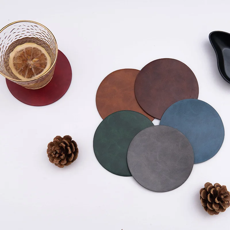 Leather Round Coasters Creative Coffee Coaster Waterproof Anti-scald Non-slip PU Mats Home and Decoration Kitchen Utensils
Leather Round Coasters Creative Coffee Coaster Waterproof Anti-scald Non-slip PU Mats Home and Decoration Kitchen Utensils