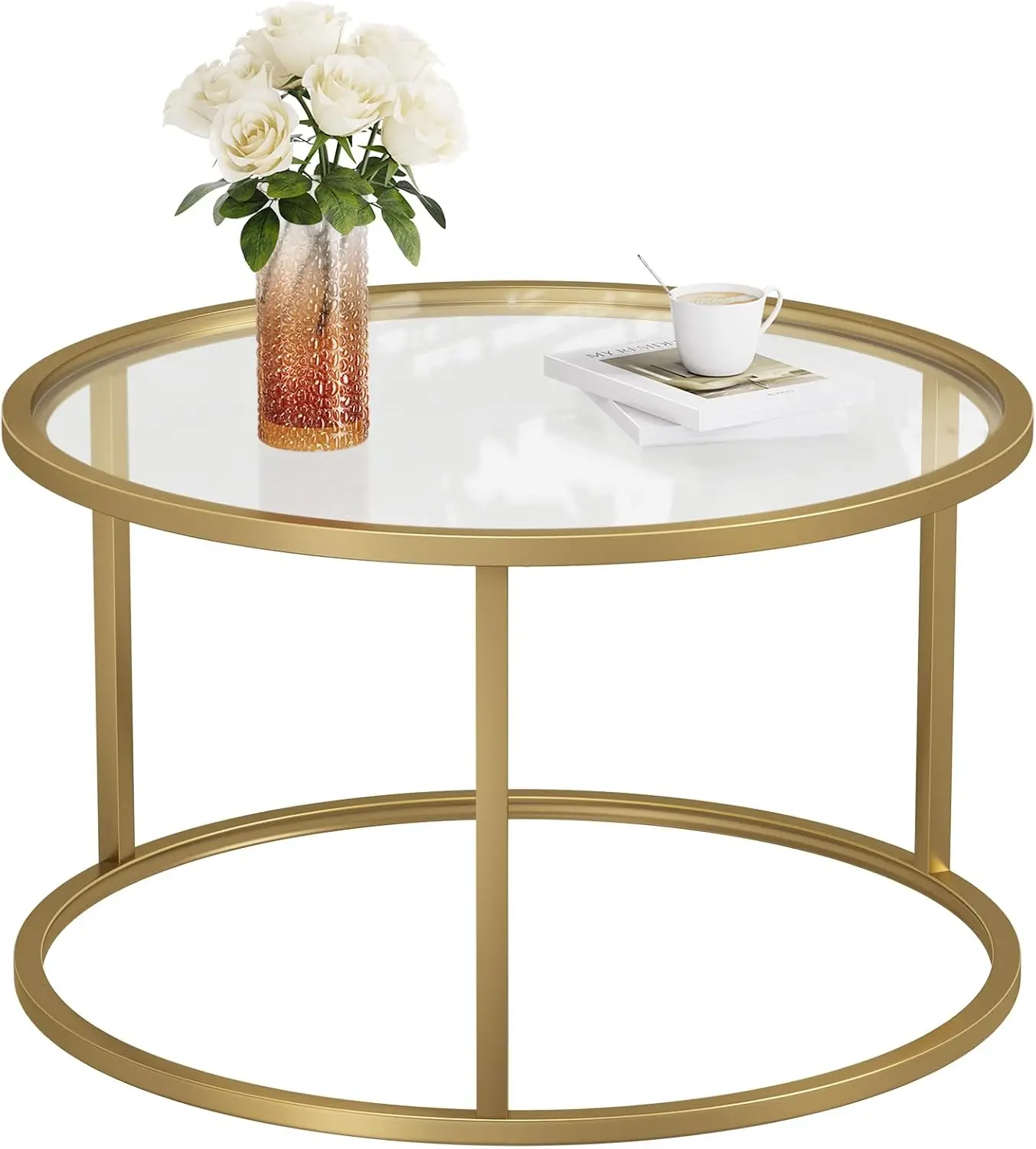 Round Gold Glass Coffee Table, Modern Simple Center Table for Small Space Living Room Home Office, Easy Assembly
Round Gold Glass Coffee Table, Modern Simple Center Table for Small Space Living Room Home Office, Easy Assembly