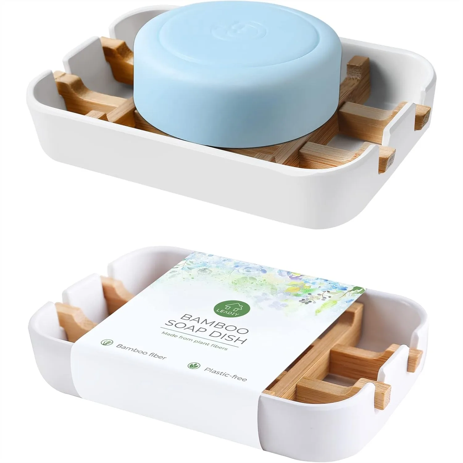 Bamboo Soap Dishes for Bar Soap, 2 Pack Bathroom Sink Soap Holder with Draining Rack, White
Bamboo Soap Dishes for Bar Soap, 2 Pack Bathroom Sink Soap Holder with Draining Rack, White