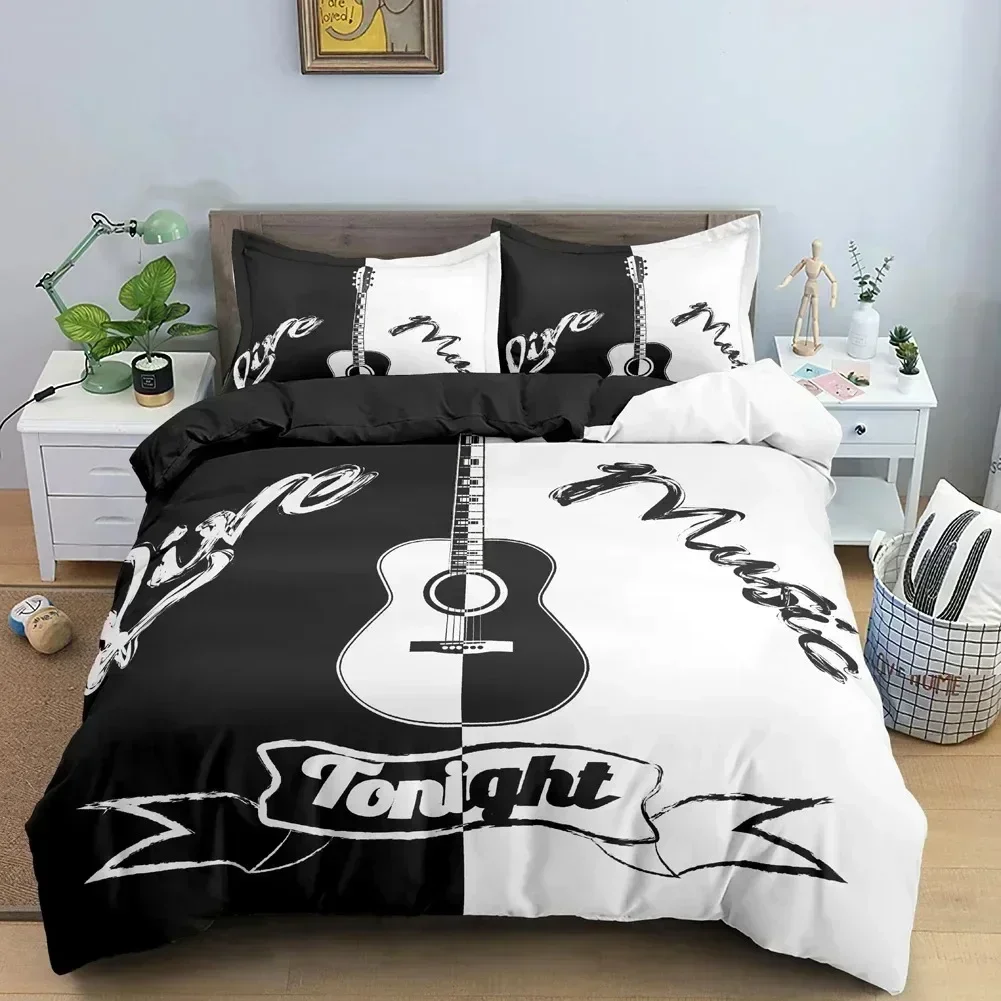 New 3d Music Guitar Bedding Set King Queen Heavy Metal Punk Rock Duvet Cover for Teen Boy Musical Note Polyester Comforter Cover
New 3d Music Guitar Bedding Set King Queen Heavy Metal Punk Rock Duvet Cover for Teen Boy Musical Note Polyester Comforter Cover