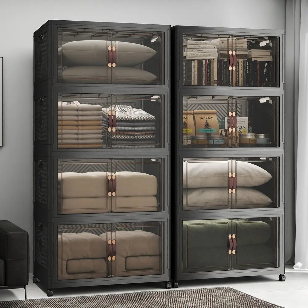 Stackable Storage Bins with Lids, 1440QT Lockable Storage CabinetFoldable Storage Box with Doors and Wheels, Plastic Drawers fo
Stackable Storage Bins with Lids, 1440QT Lockable Storage CabinetFoldable Storage Box with Doors and Wheels, Plastic Drawers fo