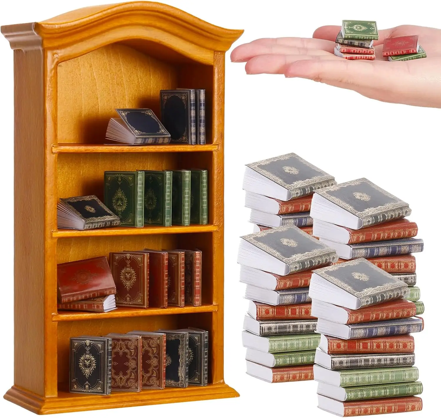 36 Pcs 1:12 Scale Dollhouse Books & Wooden Bookcase, 4-Tier Display Shelf for Miniature Room Decor
36 Pcs 1:12 Scale Dollhouse Books & Wooden Bookcase, 4-Tier Display Shelf for Miniature Room Decor