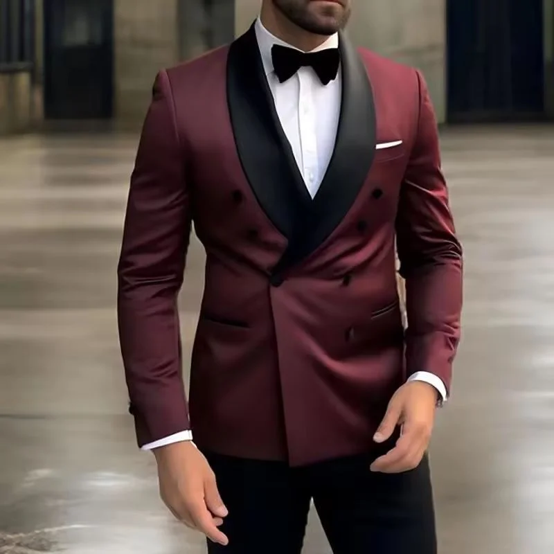 High Quality Double Breasted Shawl Lapel Men Suits Elegant Wedding Groomsmen 2 Piece Jacket Pants Full Sets High Quality Blazer
High Quality Double Breasted Shawl Lapel Men Suits Elegant Wedding Groomsmen 2 Piece Jacket Pants Full Sets High Quality Blazer