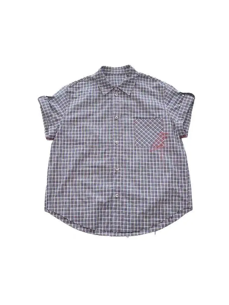 Retro American Plaid Short Sleeve Shirt Summer Embroidered Loose Casual Style Lazy Fashion Top Coat for Young Men And Women
Retro American Plaid Short Sleeve Shirt Summer Embroidered Loose Casual Style Lazy Fashion Top Coat for Young Men And Women