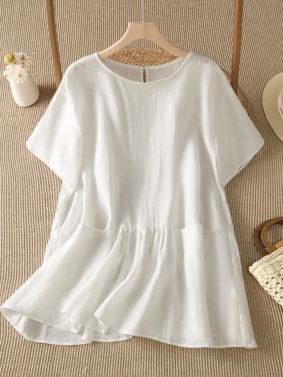 Loose Cotton Linen Short Sleeve T-Shirt round Neck Casual Top Double Pocket plus Size Women's Summer New Style Versatile Comf...
Loose Cotton Linen Short Sleeve T-Shirt round Neck Casual Top Double Pocket plus Size Women's Summer New Style Versatile Comf...